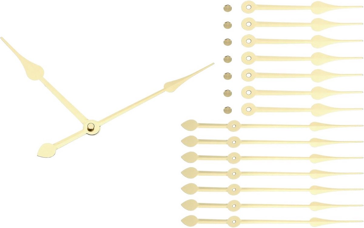 Klok wijzers Kit - Klok onderdelen - Klok reparatie - 8 Set - Aluminium - Goud