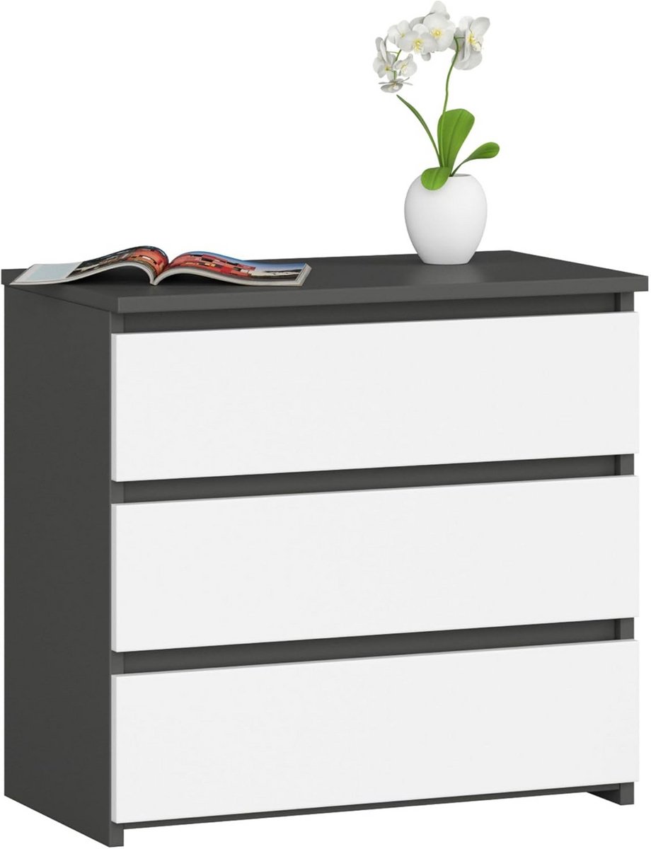 Commode Met Laden - Opbergkast - Kleding Opbergen - Functioneel Design - 60x57x35 cm - Grijs Wit