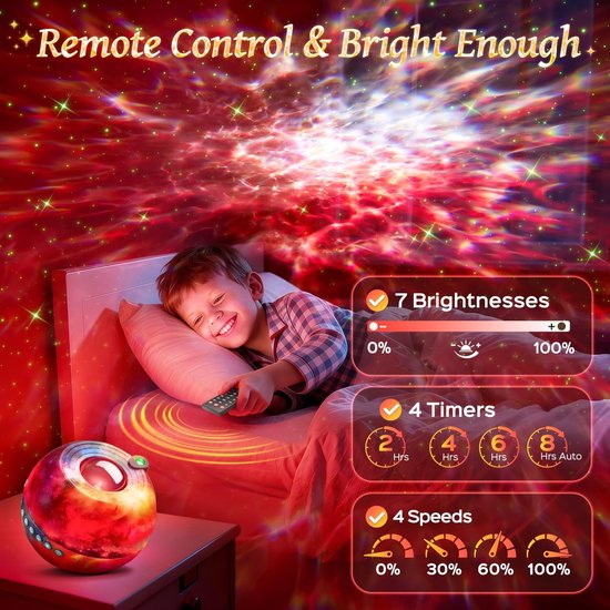 Sterrenprojector Nachtlampje - Galaxy Projector Kinderen - Slaapkamer Sfeer - 15 Kleuren Geluiden - 10 cm Diameter - Veelkleurig van Merkloos — afbeelding 4