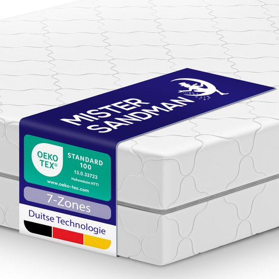 Matras 160 x 200 cm - Hoogte 21cm - Pocketvering matras met 7 zones - Ergonomisch – Gemiddeld - Hypoallergeen