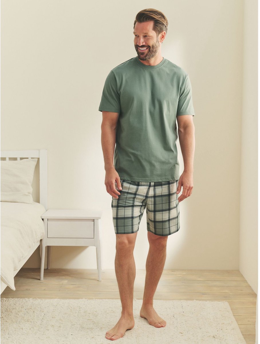 Next - Heren - Gezellige pyjamaset van jersey met korte mouwen - Groen