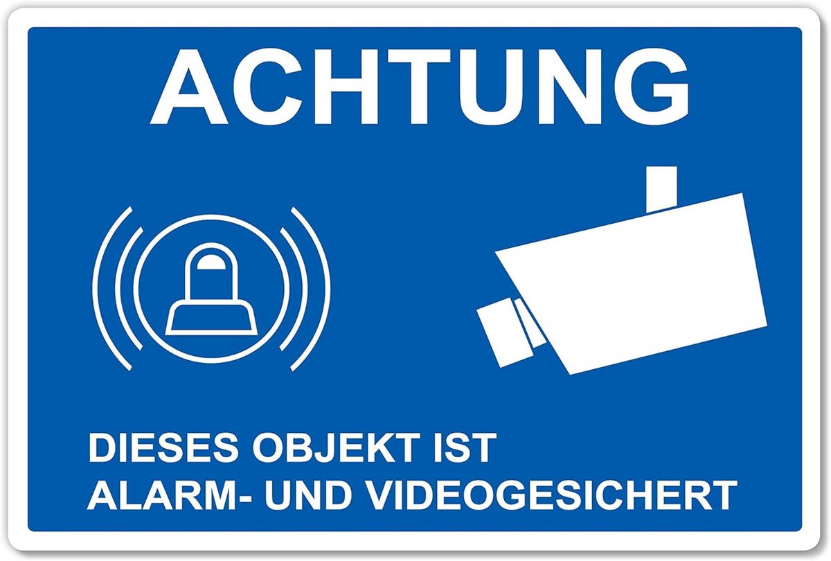 Veiligheidsbord - Alarm sticker - Videobewaking gebied - UV-bescherming - 20x30 cm - Geel/zwart