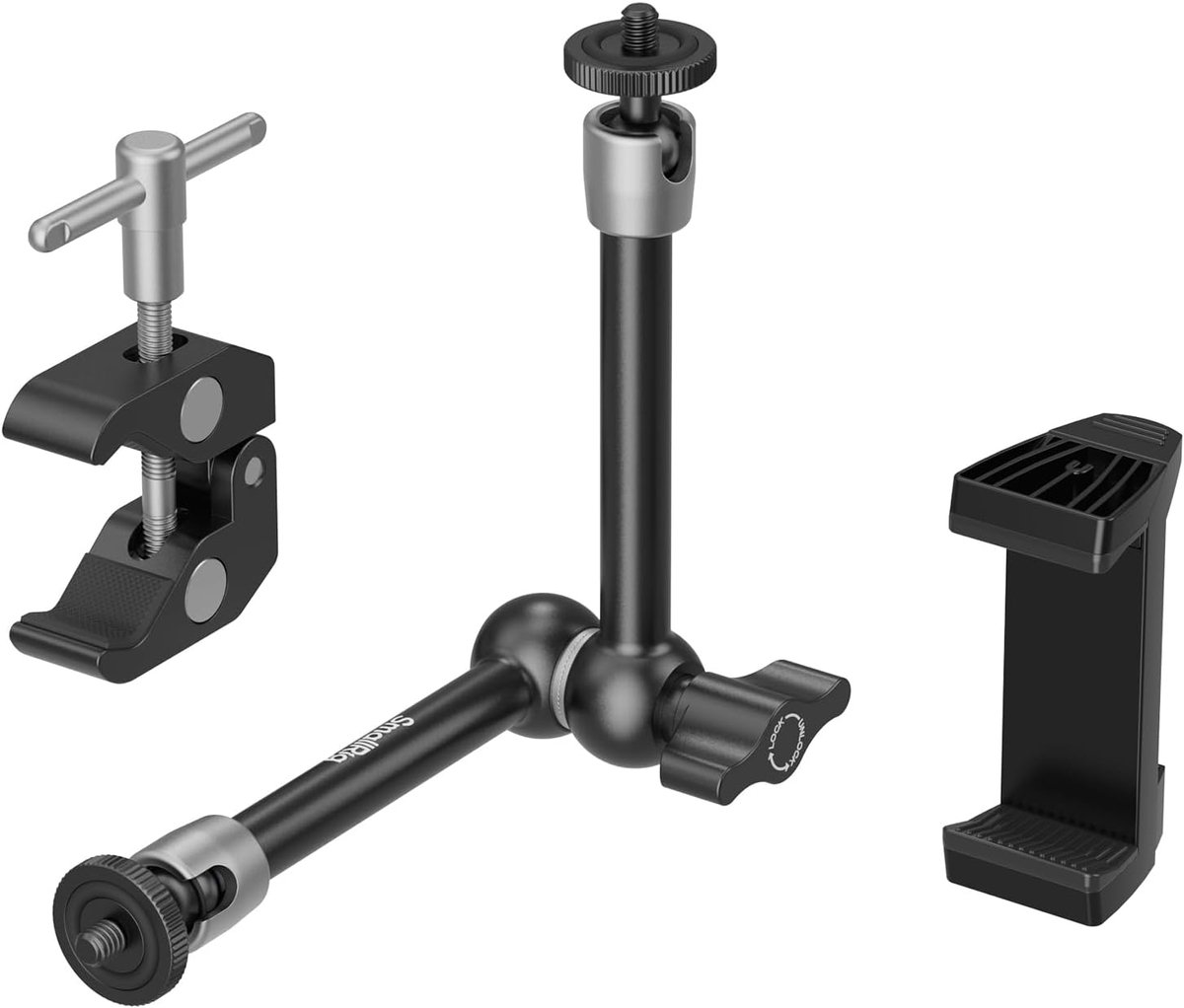 Verstelbare Klemarm - Magische Arm - Camera Bevestigen - Veelzijdige Schroefgaten - 22 cm Lengte - Zwart