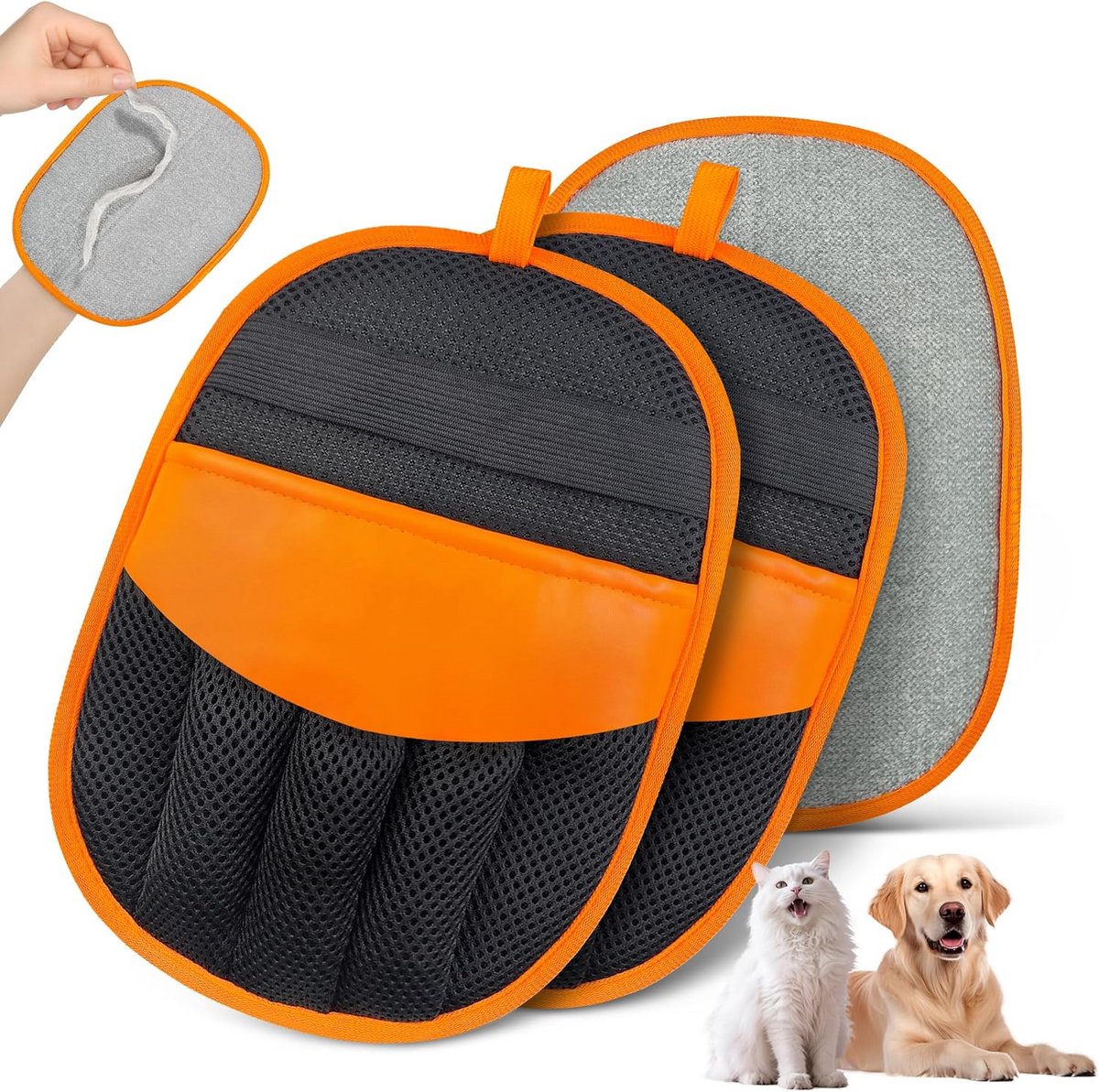 Borstel Handschoen - Huisdier Haarverwijderaar - Kleding Reinigen - Dubbele Pakket - 25 x 18 cm