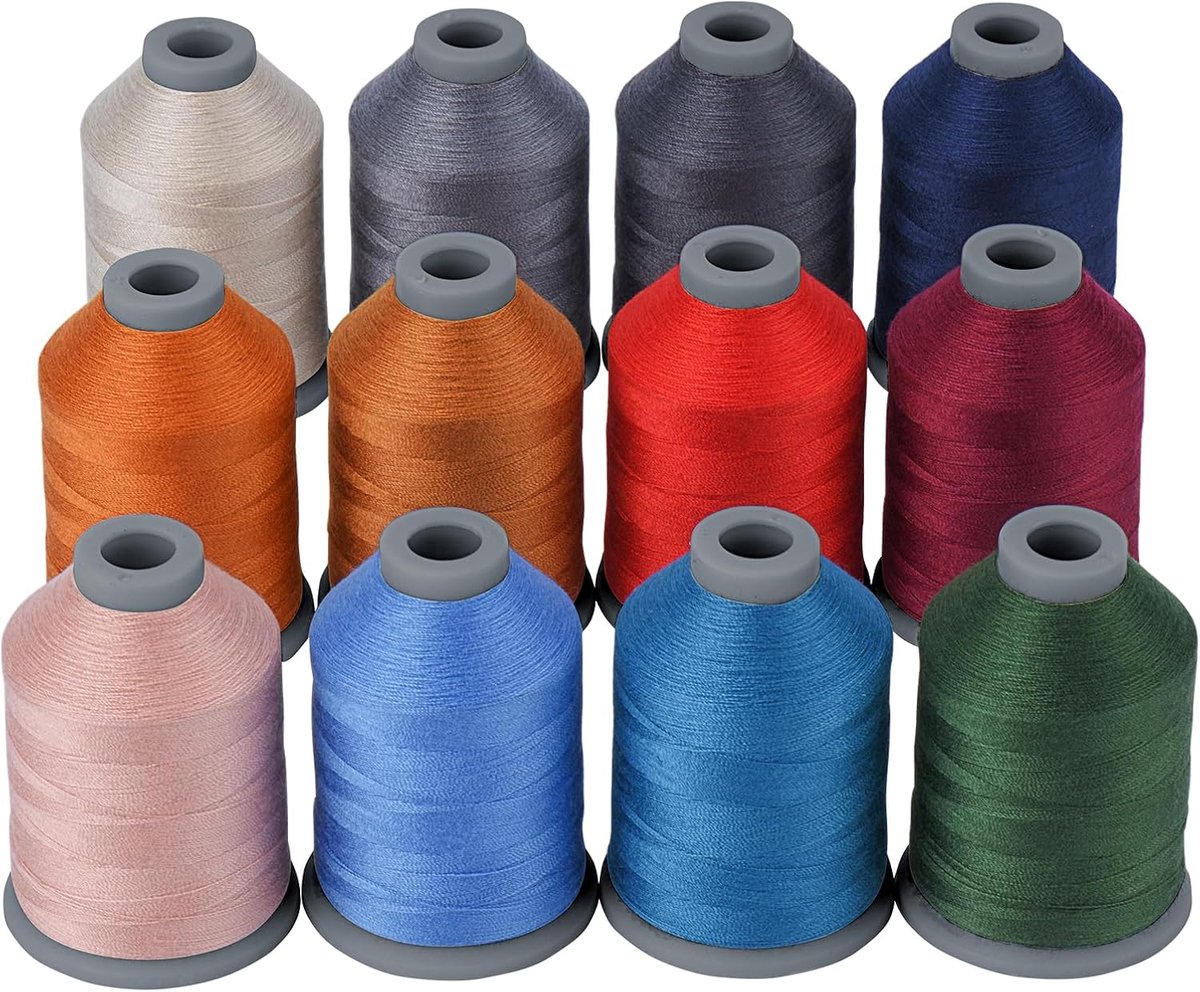 Naaigaren Set - Polyester Draad - Naaien Quilten - 12 Kleuren 765m - Maat 40D/2 - Veelkleurig