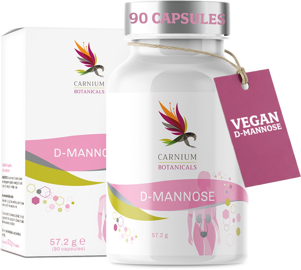 Carnium Botanicals D Mannose Supplementen - Blaas & Urinewegen Ondersteuning - Met Pure D Mannose - 90 Capsules - 30 Dagen
