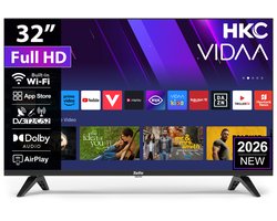 HKC VIDAA Smart TV - LED Full HD - 32 inch/81 cm - Streaming apps - AirPlay & Hotelmodus - HDMI x3, USB x2, CI+ - Tripple Tuner DVB-T/T2/S/S2/C - Frameless Design - Geassembleerd in Eindhoven - H32N1F-V