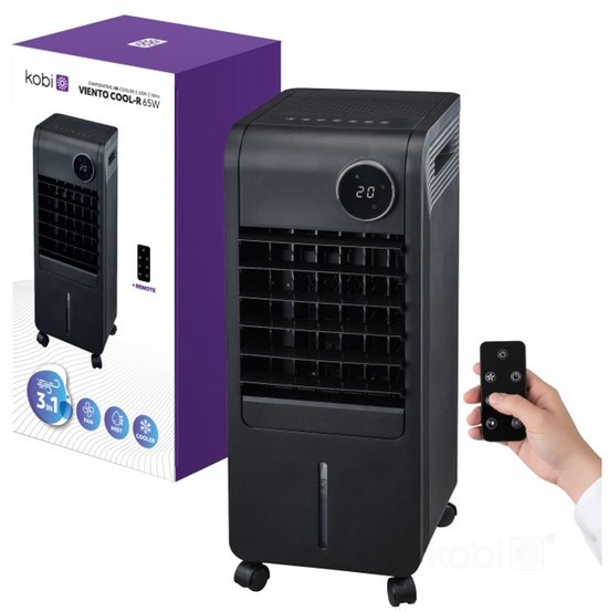 Luchtkoeler Kobi Windstar VIENTO COOL-R 65W – Verdampingskoeling, 7L water, ventilator, compact, zwart, binnengebruik