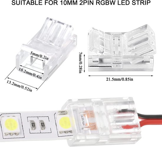 Allecto - LED Connector Set - Solderloze 2 Pin LED Strip Connector ...