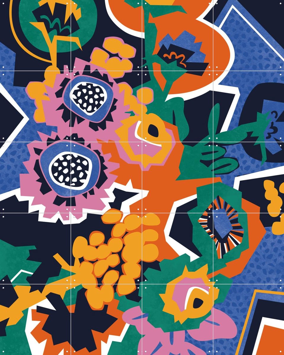 IXXI Midnight Mums, Megan Gallagher - 80 x 100 cm - Gratis ophangtool - Grote wanddecoratie en posters - Abstract, Pop art, Speels, Geometrische