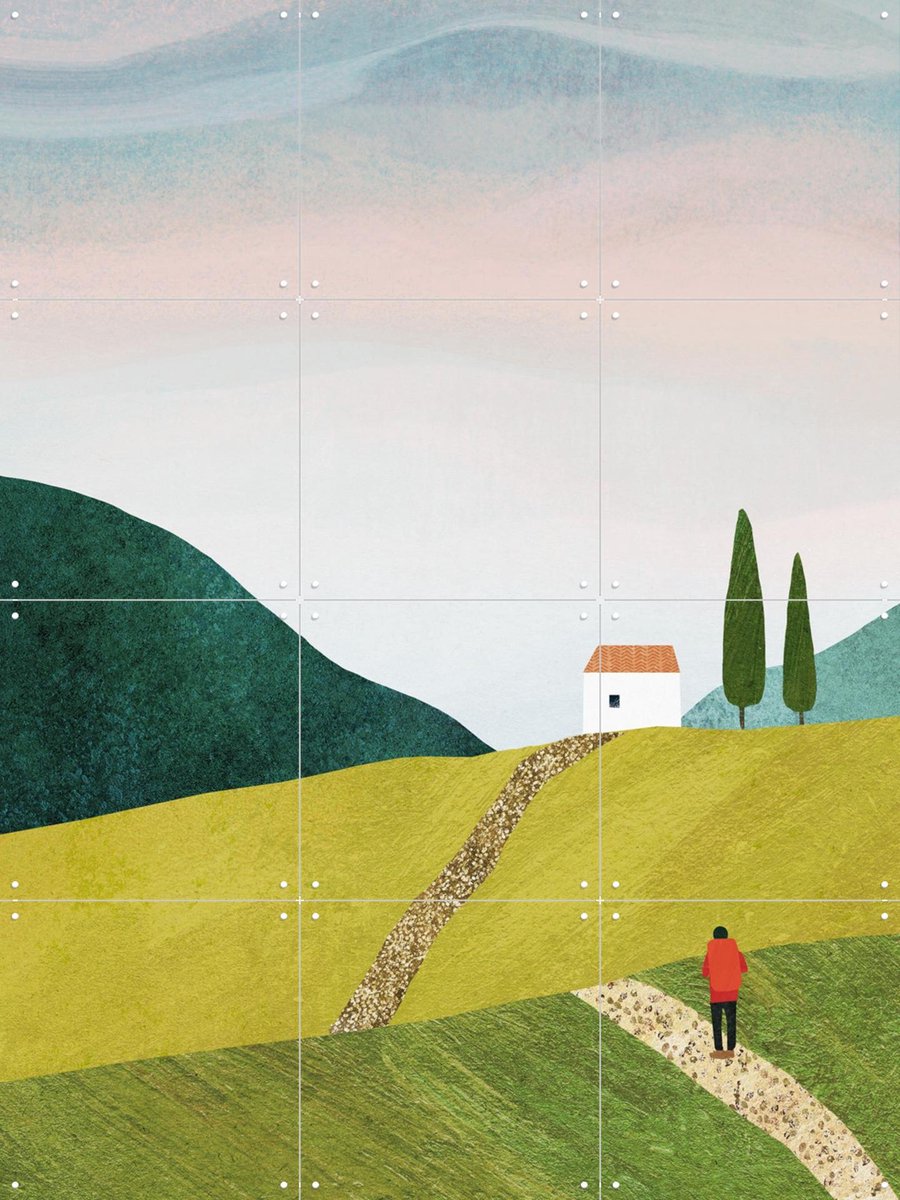 IXXI Walking Home, Henry Rivers - 60 x 80 cm - Gratis ophangtool - Grote wanddecoratie en posters - Kleurrijk, Minimalisme, Illustraties, Woonkamer