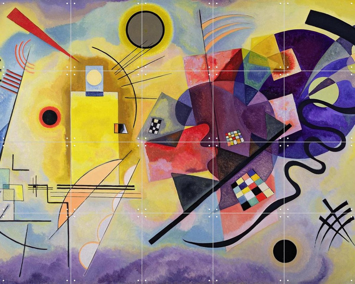 IXXI Yellow Red Blue, Kandinsky & Bridgeman Images - 100 x 80 cm - Gratis ophangtool - Grote wanddecoratie en posters - Kleurrijk, Geometrische Kunst