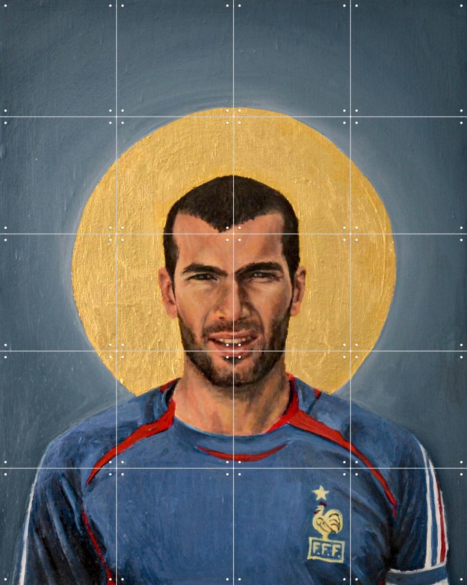 IXXI Zinedine Zidane, David Diehl - 80 x 100 cm - Gratis ophangtool - Grote wanddecoratie en posters - Olieverf, Woonkamer, Slaapkamer, Mancave