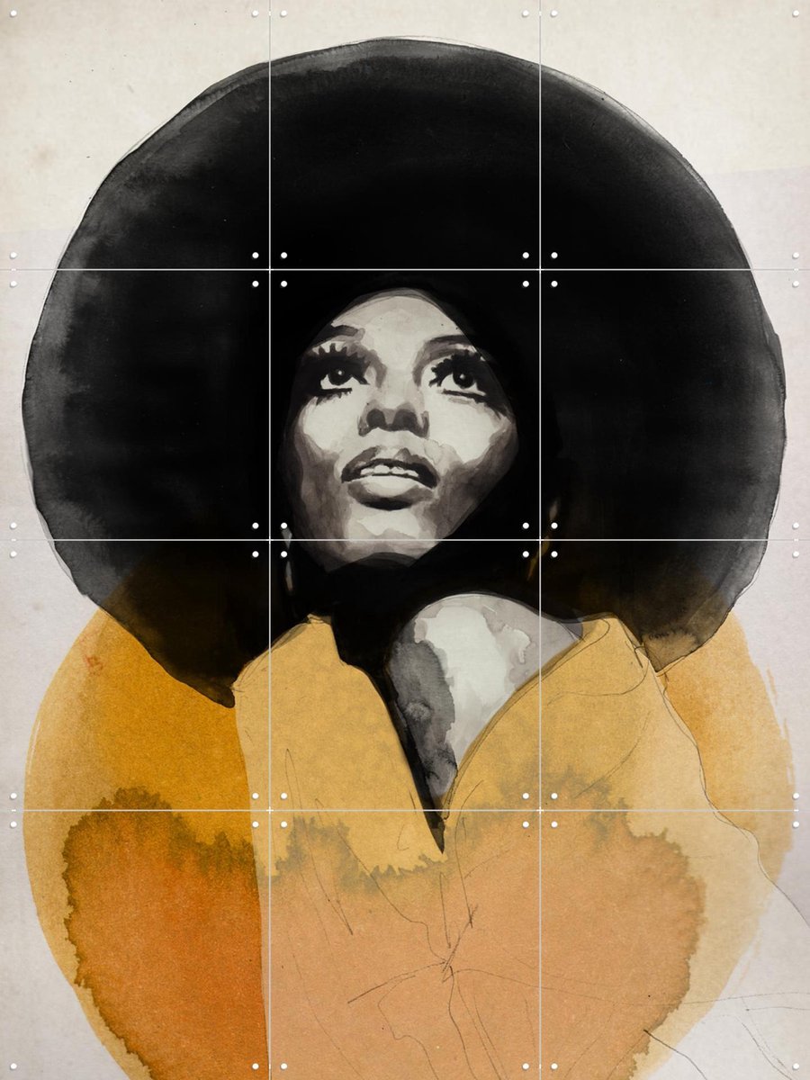 IXXI Diana Ross, David Diehl - 60 x 80 cm - Gratis ophangtool - Grote wanddecoratie en posters - Illustraties, Aquarel, Vintage, Woonkamer