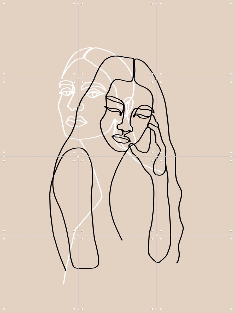 IXXI Alma & Wanda, Julia Hariri - 60 x 80 cm - Gratis ophangtool - Grote wanddecoratie en posters - Grafisch Ontwerp, Illustraties, Minimalisme, Line