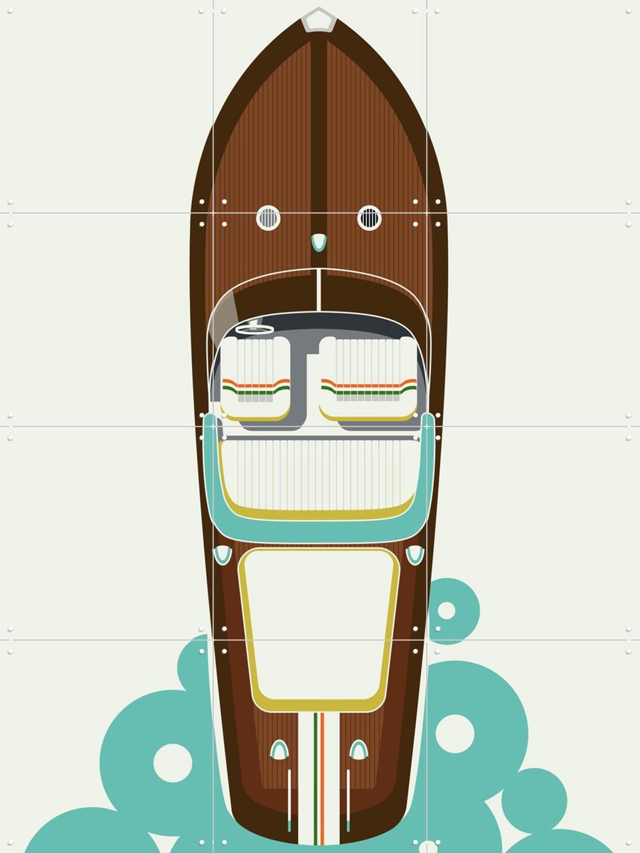IXXI Riva, Bo Lundberg - 60 x 80 cm - Gratis ophangtool - Grote wanddecoratie en posters - Kleurrijk, Digitale Kunst, Vintage, Illustraties