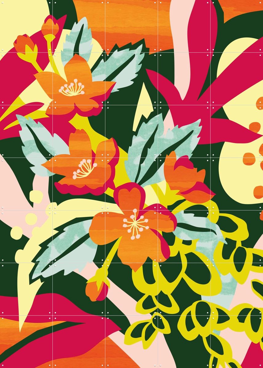 IXXI Flowers Are Cool Bright, Megan Gallagher - 100 x 140 cm - Gratis ophangtool - Grote wanddecoratie en posters - Kleurrijk, Gemengde Technieken
