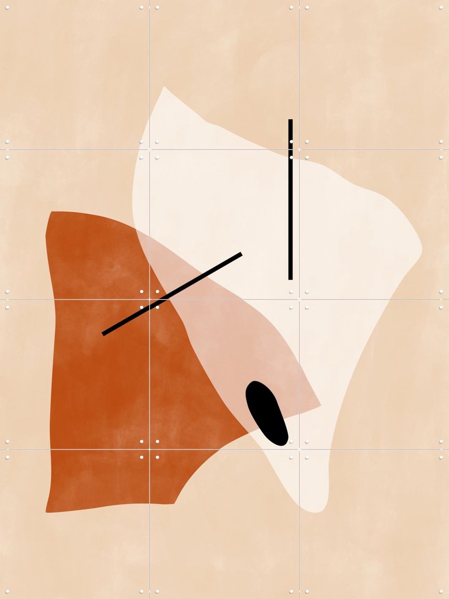 IXXI Geometric Shapes in Earth Tones, Elena Ristova & Various - 60 x 80 cm - Gratis ophangtool - Grote wanddecoratie en posters - Abstract, Grafisch
