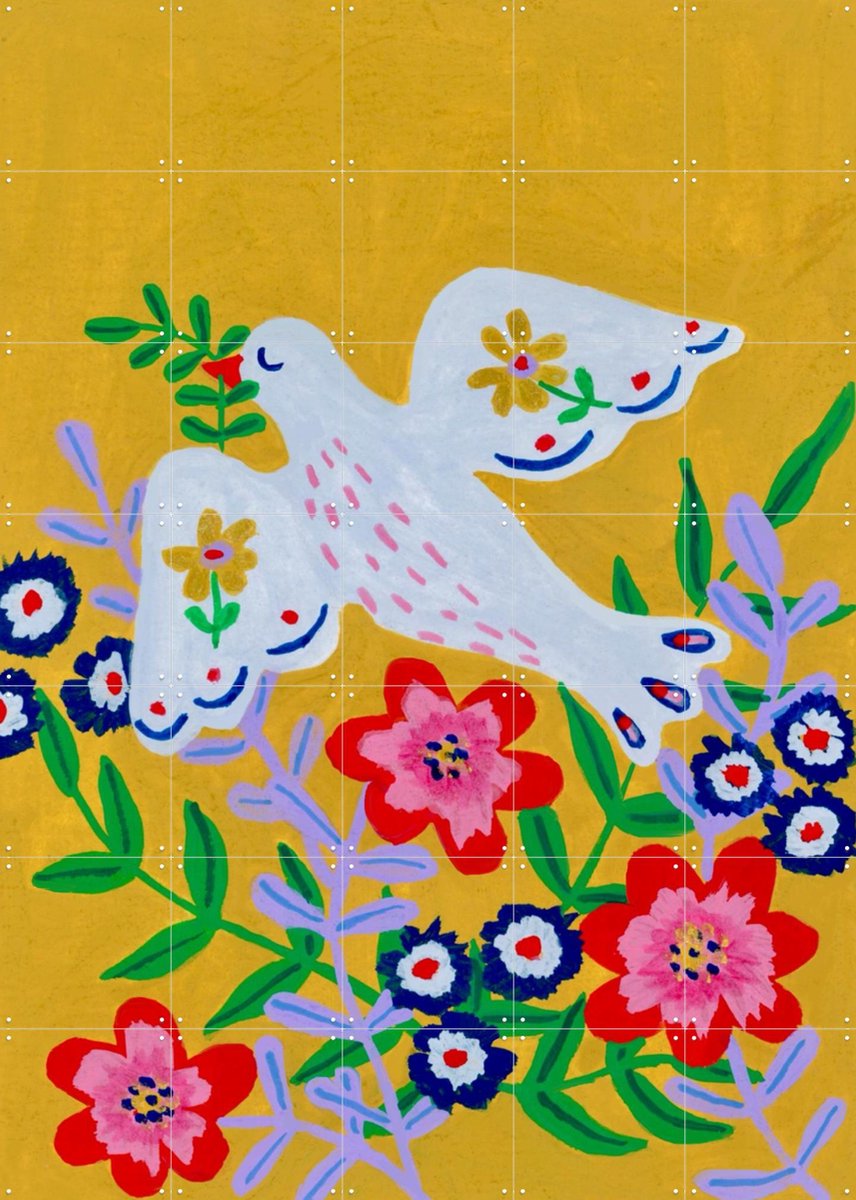 IXXI Vredesduif, Kirsten Blom Art & Illustration - 100 x 140 cm - Gratis ophangtool - Grote wanddecoratie en posters Gang, Woonkamer