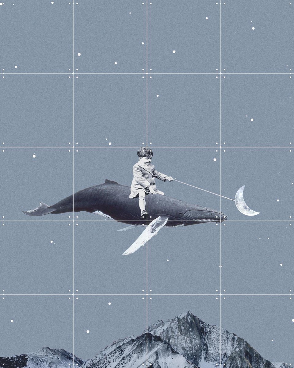IXXI Aim for the Moon, Maarten Léon - 80 x 100 cm - Gratis ophangtool - Grote wanddecoratie en posters - Surrealisme, Illustraties, Collage, Mancave