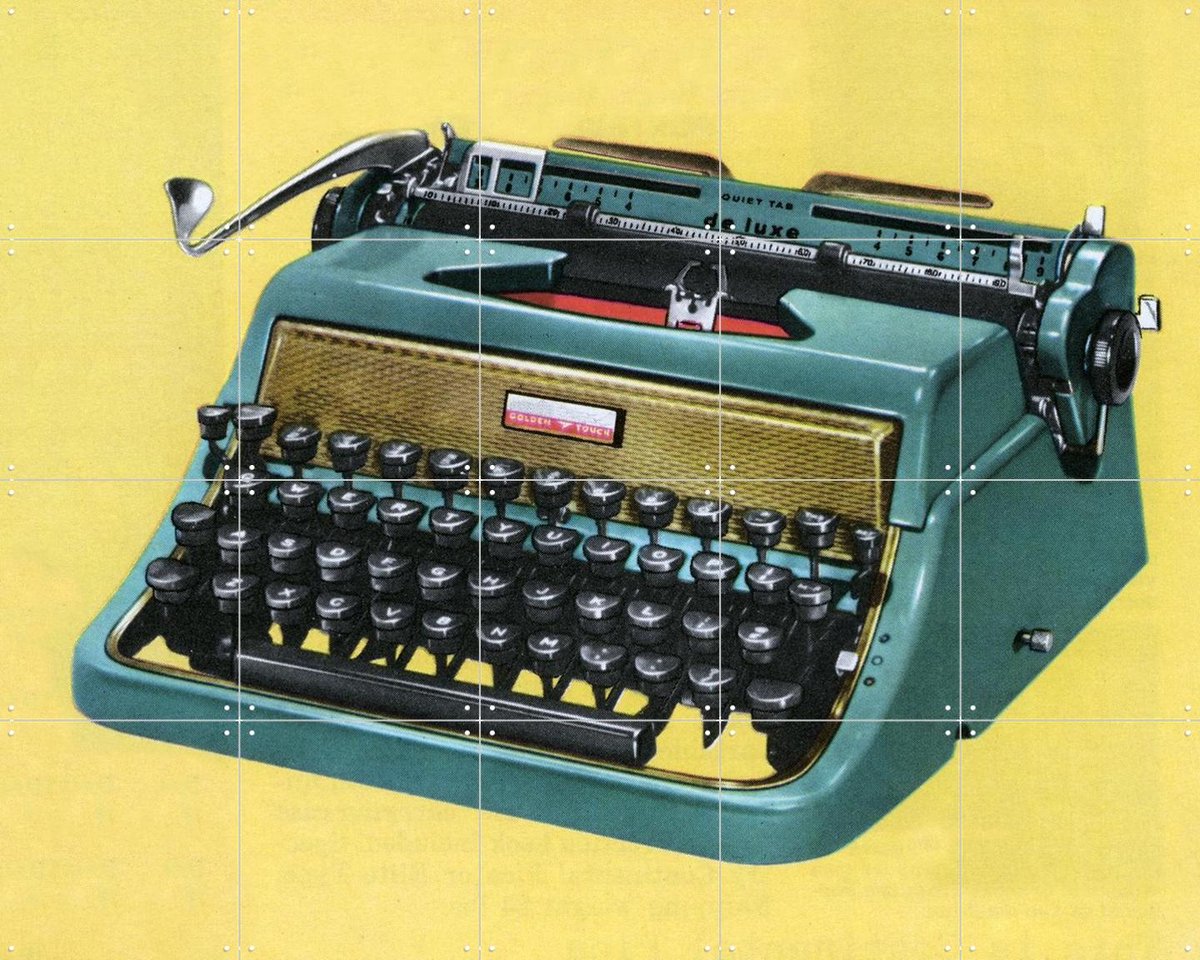 IXXI Vintage Manual Typewriter, Bridgeman Images - 100 x 80 cm - Gratis ophangtool - Grote wanddecoratie en posters - Vintage, Illustraties