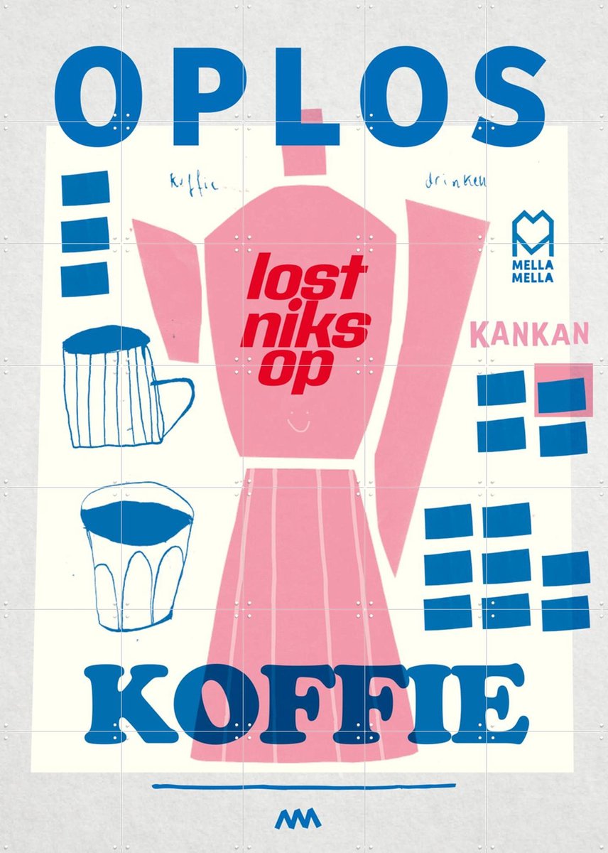 IXXI Oploskoffie, Mella Mella - 100 x 140 cm - Gratis ophangtool - Grote wanddecoratie en posters - Illustraties, Speels, Grafisch Ontwerp