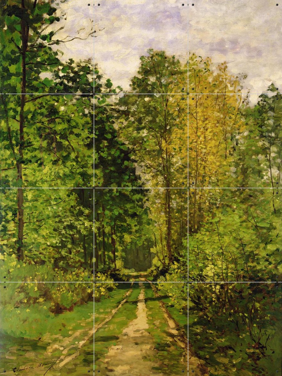 IXXI Wooded Path, Claude Monet & Bridgeman Images - 60 x 80 cm - Gratis ophangtool - Grote wanddecoratie en posters - Kleurrijk, Klassiek, Olieverf