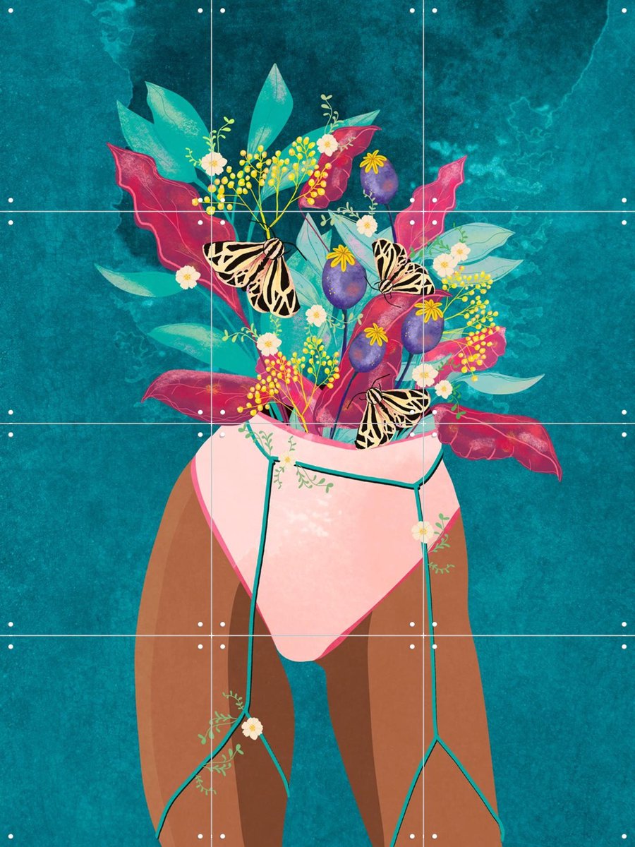 IXXI Feel Florish, Raissa Oltmanns - 60 x 80 cm - Gratis ophangtool - Grote wanddecoratie en posters - Illustraties, Speels, Grafisch Ontwerp