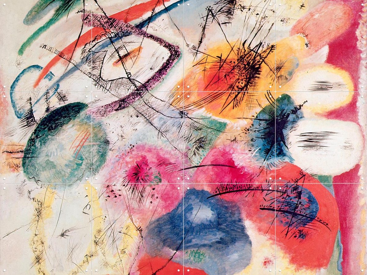 IXXI Black Lines, Kandinsky & Bridgeman Images - 80 x 60 cm - Gratis ophangtool - Grote wanddecoratie en posters - Klassiek, Kleurrijk, Olieverf