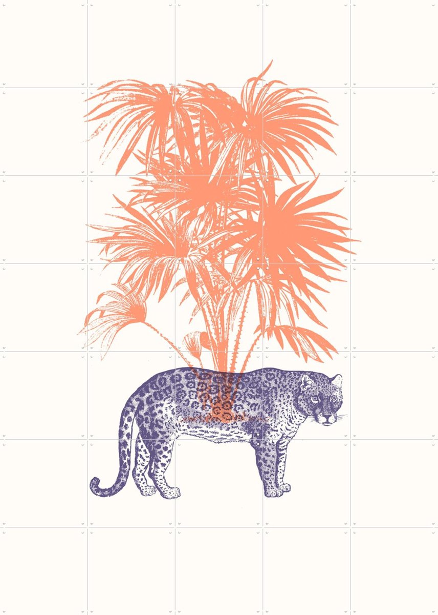 IXXI Panther tree, Florent Bodart - 100 x 140 cm - Gratis ophangtool - Grote wanddecoratie en posters - Illustraties, Art Deco, Speels, Woonkamer