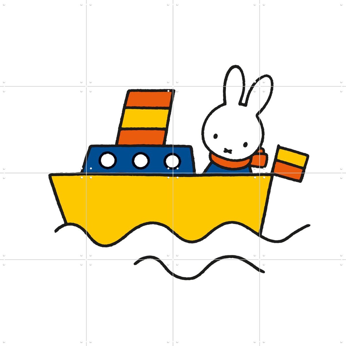 IXXI Nijntje Boot, Nijntje - 80 x 80 cm - Gratis ophangtool - Grote wanddecoratie en posters - Kleurrijk, Speels, Cartoonesk, Illustraties