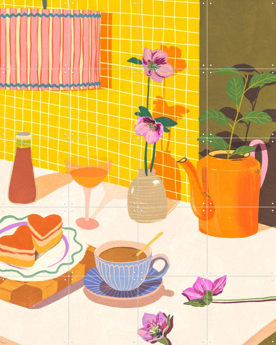 IXXI Love biscuits, Gigi Rosado - 80 x 100 cm - Gratis ophangtool - Grote wanddecoratie en posters - Illustraties, Kleurrijk, Speels, Eetkamer