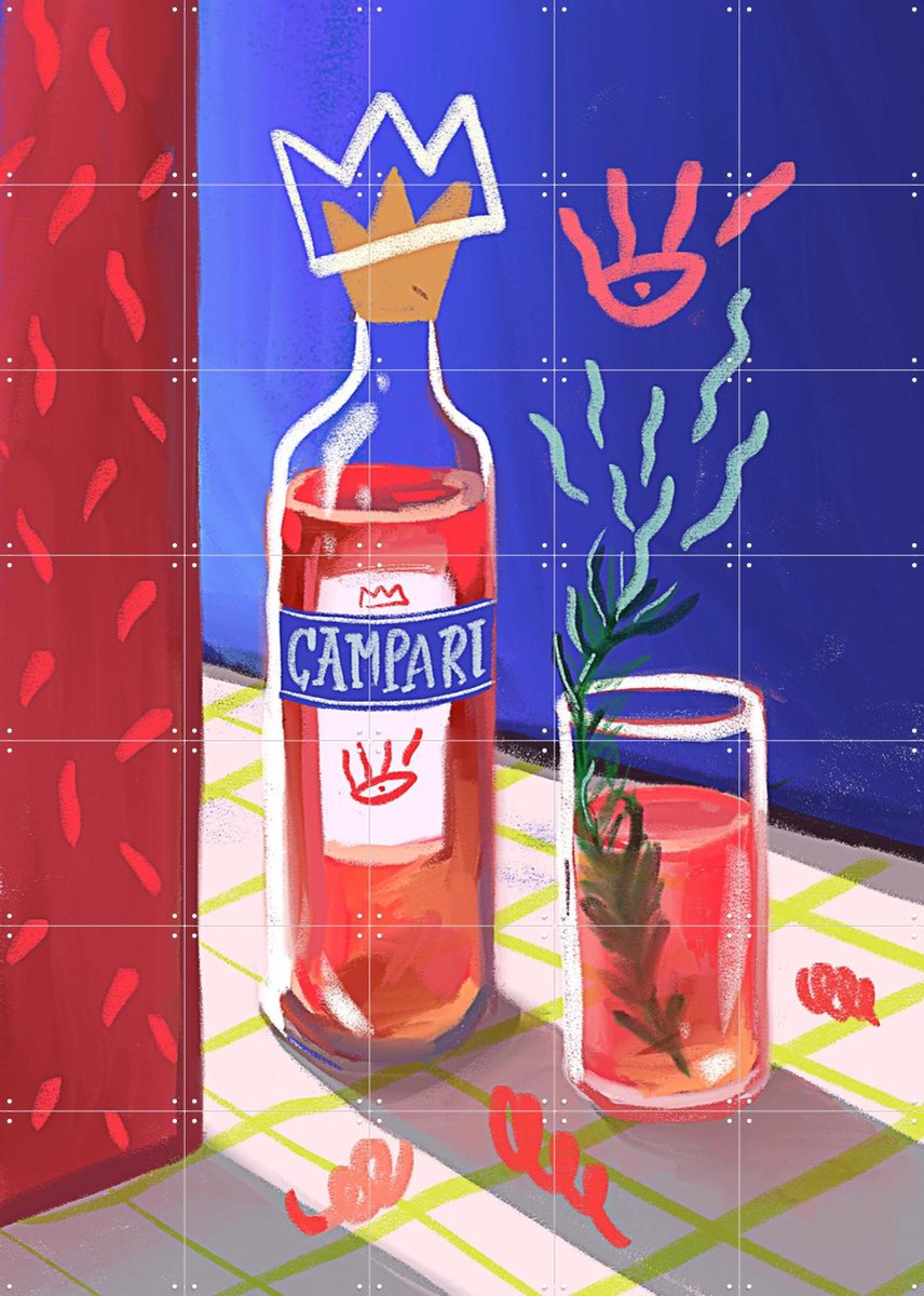 IXXI Campari, Pop-art by Tadej - 100 x 140 cm - Gratis ophangtool - Grote wanddecoratie en posters - Pop art, Digitale Kunst, Illustraties, Kleurrijk