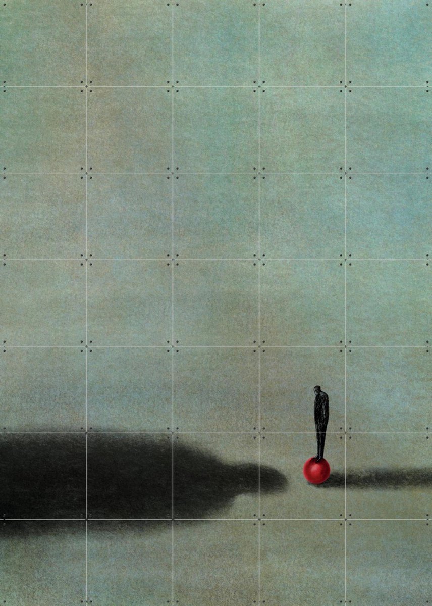 IXXI Red Dot, Jetske Kox - 100 x 140 cm - Gratis ophangtool - Grote wanddecoratie en posters - Illustraties, Surrealisme, Minimalisme, Woonkamer