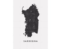IXXI Sardegna Island Map, Kunst in Kaart - 100 x 140 cm - Grote wanddecoratie en posters - Minimalisme, Technische Tekening, Grafisch Ontwerp