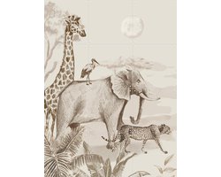 IXXI Vintage Jungle Parade, Irene Jelier - 60 x 80 cm - Grote wanddecoratie en posters - Illustraties, Vintage, Kinderkamer, Woonkamer, Wilde dieren