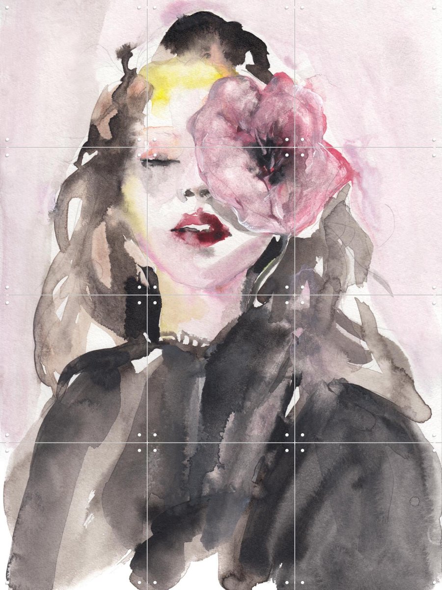 IXXI Face Like Melody, Victoria Verbaan - 60 x 80 cm - Gratis ophangtool - Grote wanddecoratie en posters - Illustraties, Aquarel, Slaapkamer