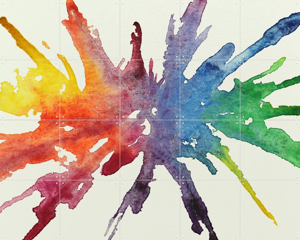 IXXI Splash in Rainbow Colors, Natalie Bruns - 100 x 80 cm - Gratis ophangtool - Grote wanddecoratie en posters - Kleurrijk, Abstract, Aquarel