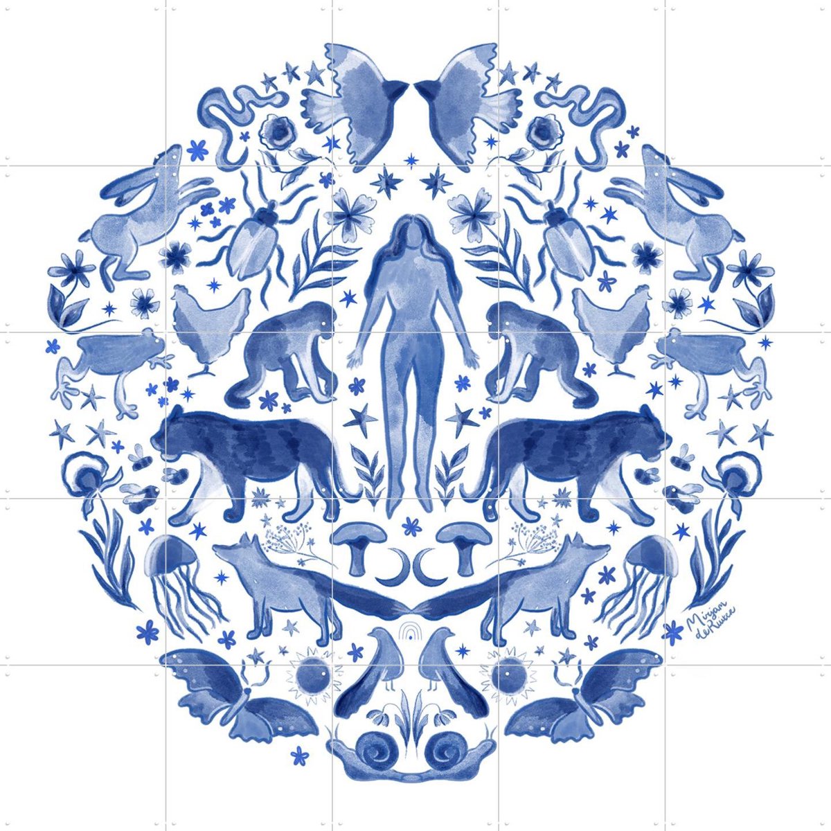 IXXI Eco Not Ego, Mirjam de Ruiter - 100 x 100 cm - Gratis ophangtool - Grote wanddecoratie en posters - Ornamenteel Ontwerp, Illustraties, Aquarel