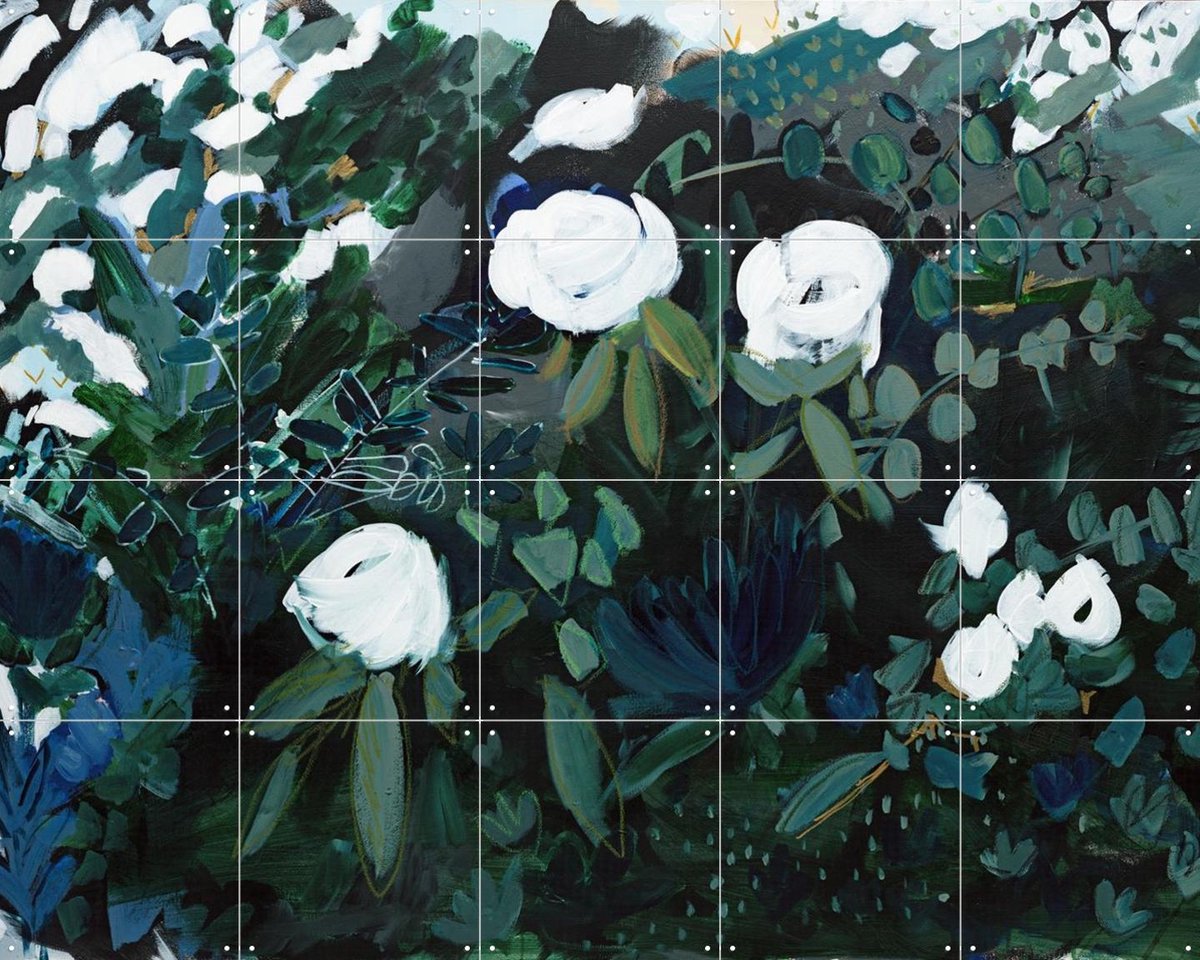 IXXI Black Floral, Green Barn Studio - 100 x 80 cm - Gratis ophangtool - Grote wanddecoratie en posters - Olieverf, Abstract, Woonkamer, Slaapkamer