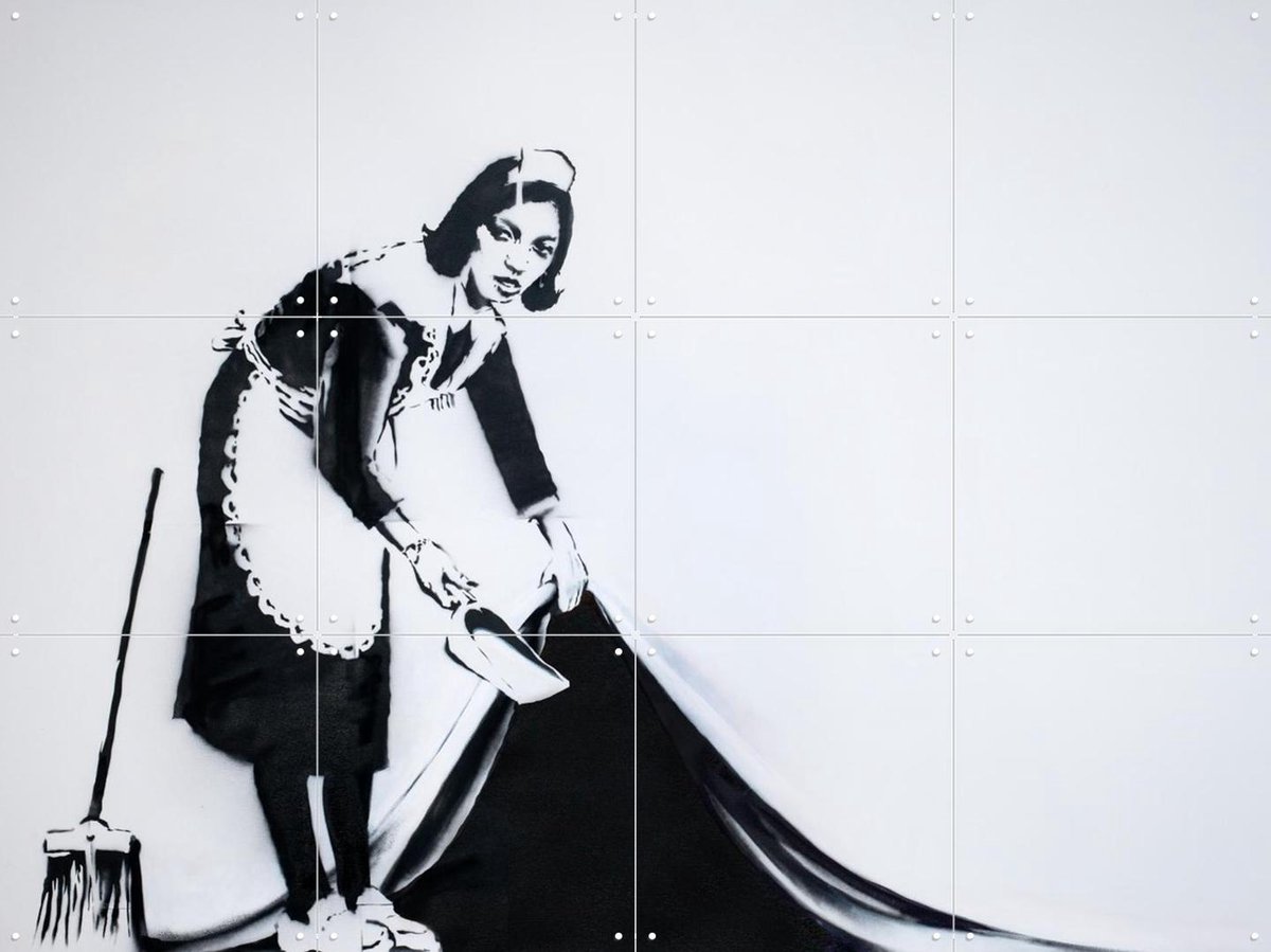 IXXI Maid in London, Banksy - 80 x 60 cm - Gratis ophangtool - Grote wanddecoratie en posters - Street art, Speels, Pop art, Illustraties, Keuken