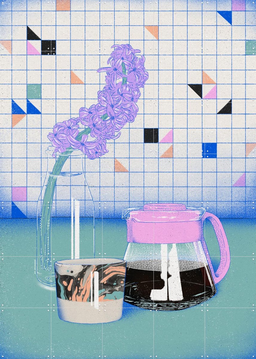 IXXI Coffee Drip, Ada Jarzebowska & Various - 100 x 140 cm - Gratis ophangtool - Grote wanddecoratie en posters - Grafisch Ontwerp, Geometrische