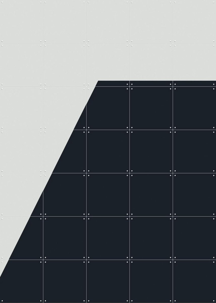 IXXI Color blocking - Grey Black, Allon Dery - 100 x 140 cm - Gratis ophangtool - Grote wanddecoratie en posters - Grafisch Ontwerp, Minimalisme