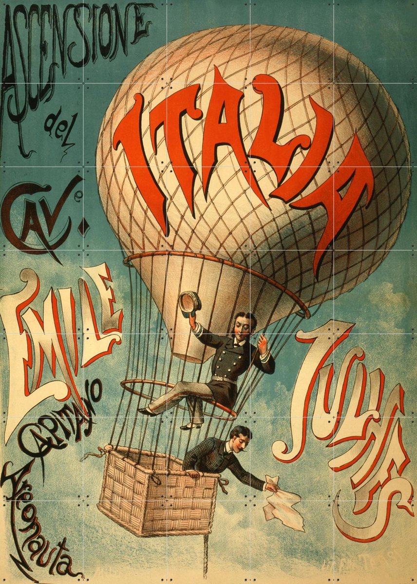 IXXI Emile Julhes Aeronaut, Bridgeman Images - 100 x 140 cm - Gratis ophangtool - Grote wanddecoratie en posters - Speels, Illustraties, Vintage