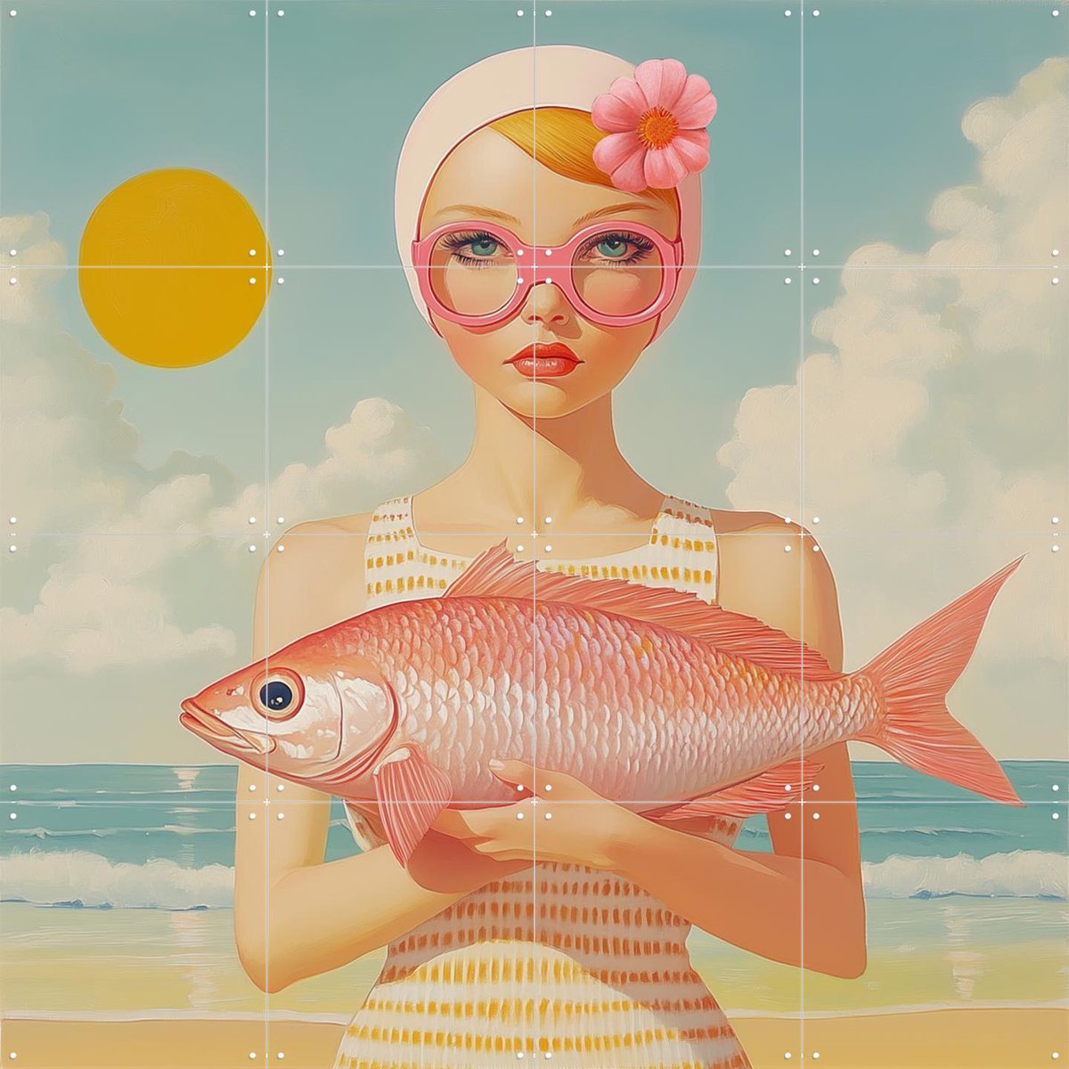 IXXI Beach vibes II, Mirjam Duizendstra - 80 x 80 cm - Gratis ophangtool - Grote wanddecoratie en posters Woonkamer, Strandhuis, Portretten