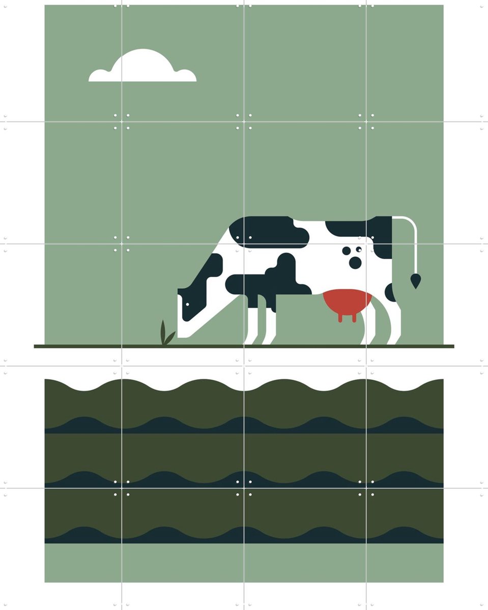 IXXI The Big 5 - cow, Studio Kars + Boom - 80 x 100 cm - Gratis ophangtool - Grote wanddecoratie en posters - Grafisch Ontwerp, Fantasierijk