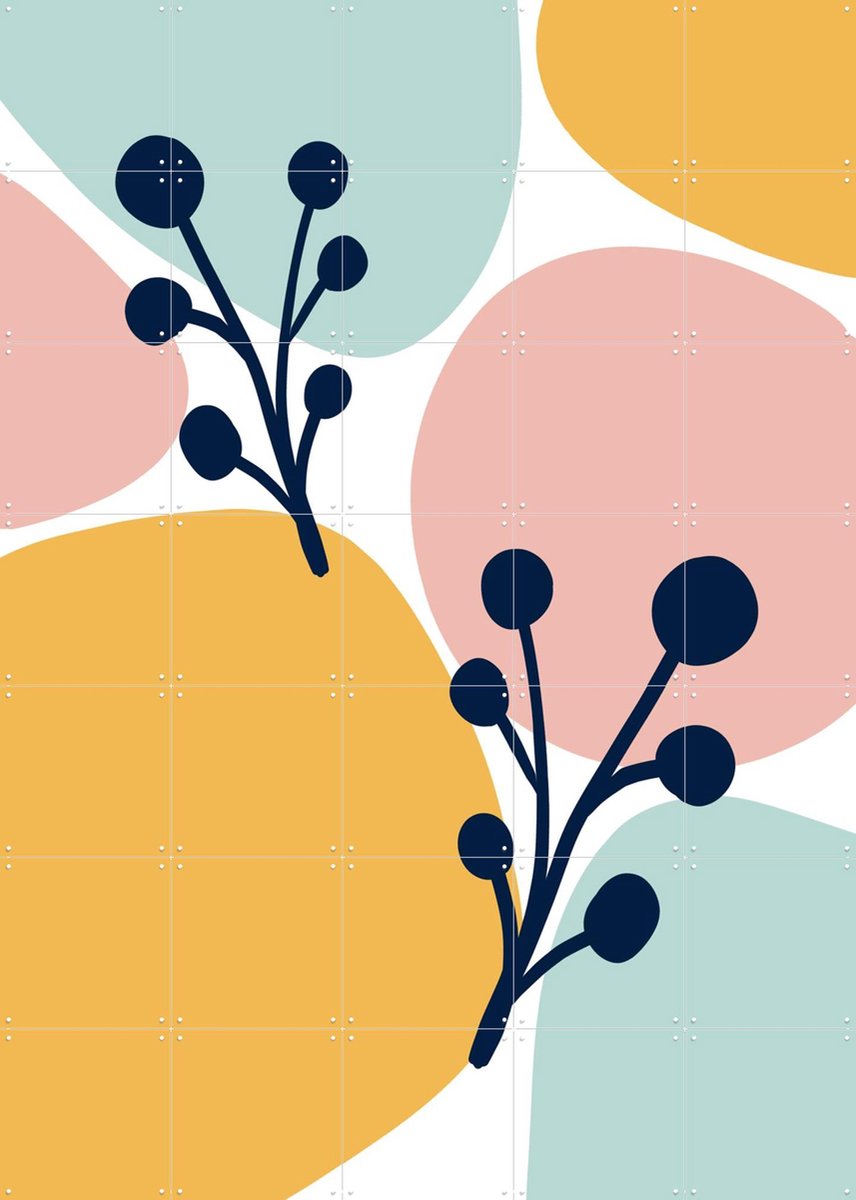 IXXI Pastel Twigs, BAINAI - 100 x 140 cm - Gratis ophangtool - Grote wanddecoratie en posters Kinderkamer, Kinderen