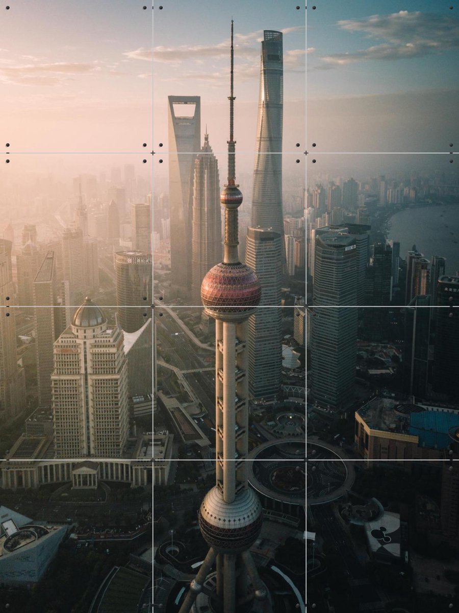 IXXI Aerial Shot Shanghai China, Tristan Zhou - 60 x 80 cm - Gratis ophangtool - Grote wanddecoratie en posters - Fotografie, Gang, Woonkamer