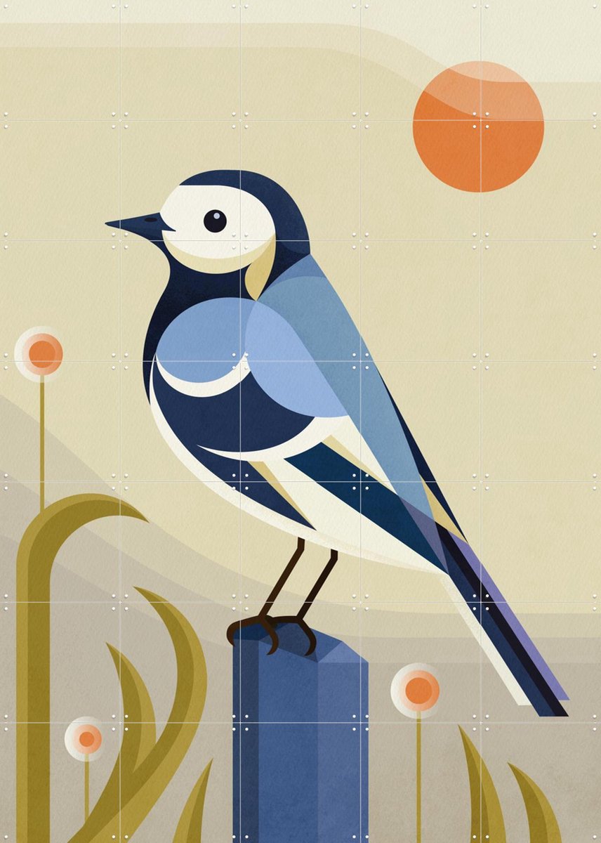 IXXI Kwikstaart, Elke Uijtewaal - 100 x 140 cm - Gratis ophangtool - Grote wanddecoratie en posters - Illustraties, Digitale Kunst, Grafisch Ontwerp