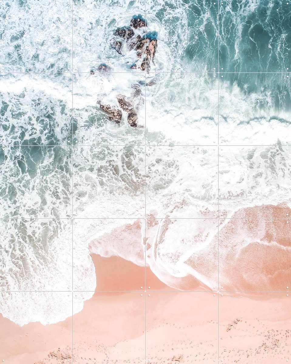 IXXI Aerial Ocean Crashing Waves, Ingrid Beddoes - 80 x 100 cm - Gratis ophangtool - Grote wanddecoratie en posters - Kleurrijk, Fotografie, Badkamer